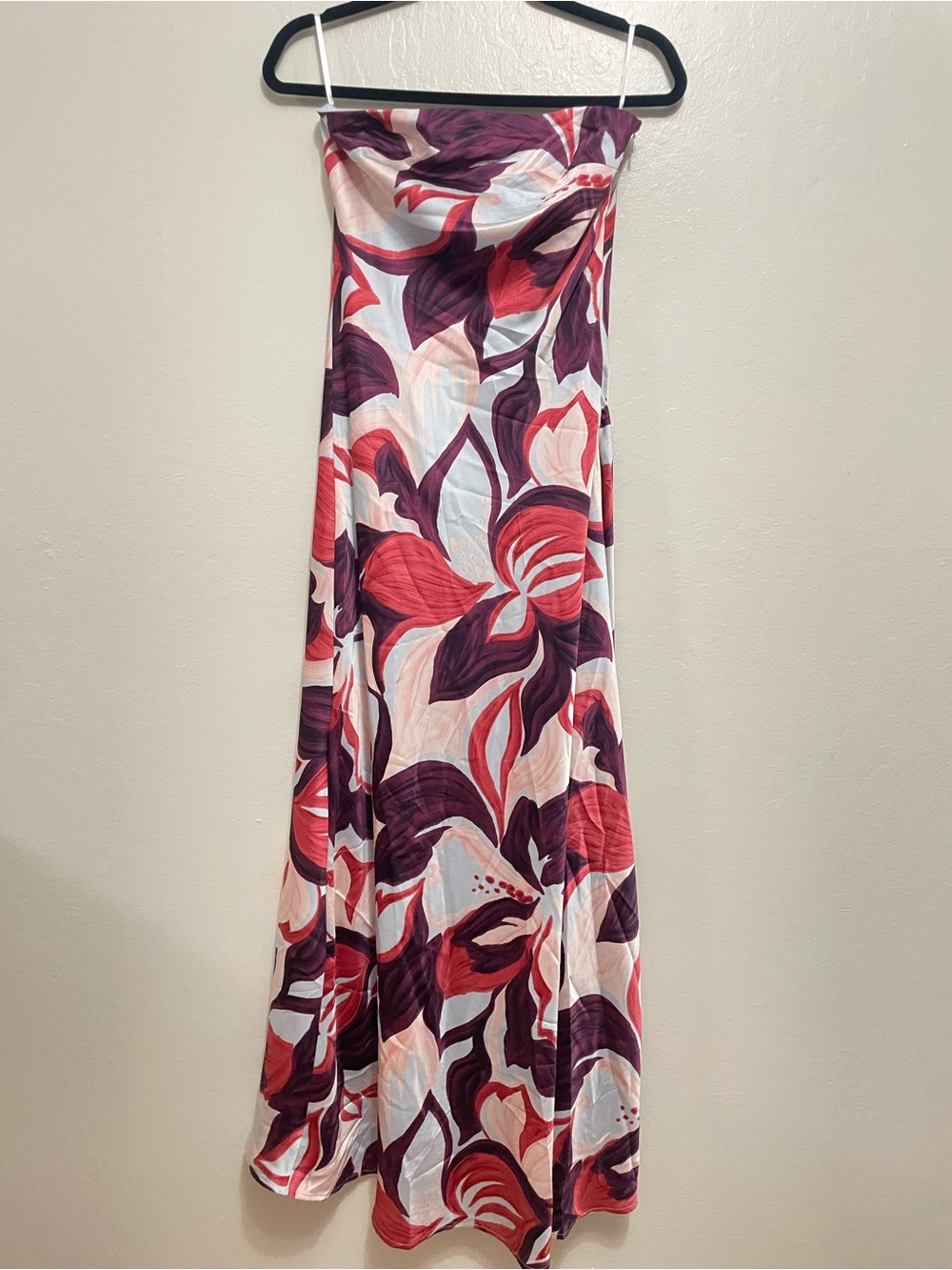 NWT Anthropologie Paper Heart Strapless Maxi Dress Blue Burgundy Floral Medium